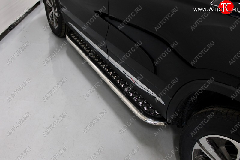 50 949 р. Пороги с площадкой 75*42 мм ТСС Тюнинг  Changan CS75 (2018-2022) 1-ый рестайлинг (серые)  с доставкой в г. Воронеж