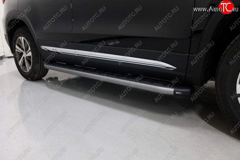 21 999 р. Пороги алюминиевые с пластиковой накладкой, ТСС Тюнинг  Changan CS75 (2018-2022) 1-ый рестайлинг (карбон серые)  с доставкой в г. Воронеж