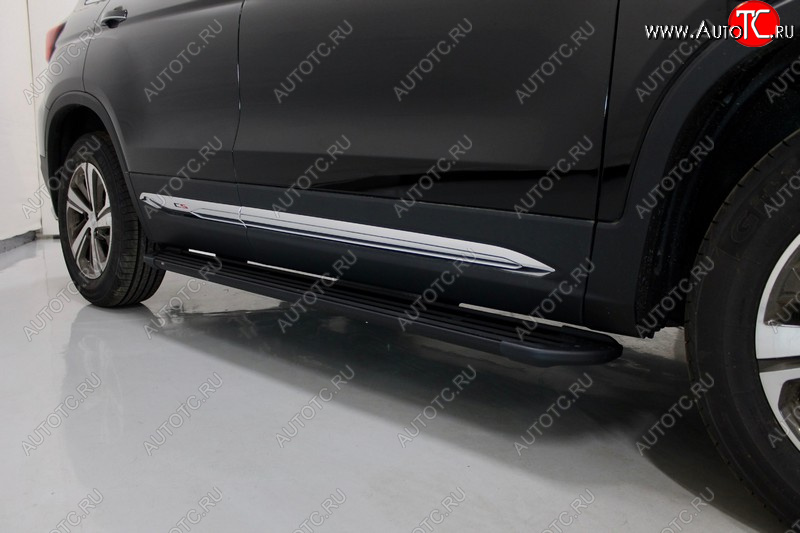 21 999 р. Пороги алюминиевые Slim Line ТСС Тюнинг  Changan CS75 (2018-2022) 1-ый рестайлинг (Black)  с доставкой в г. Воронеж