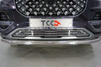 Нижняя декоративная вставка в бампер ТСС Тюнинг Chery Tiggo 8 PRO (2021-2025) (d 12 мм)
