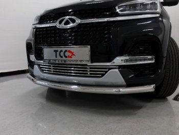 Нижняя декоративная вставка в бампер ТСС Тюнинг Chery Tiggo 8  1 T18 (2019-2023) рестайлинг (d 12 мм)
