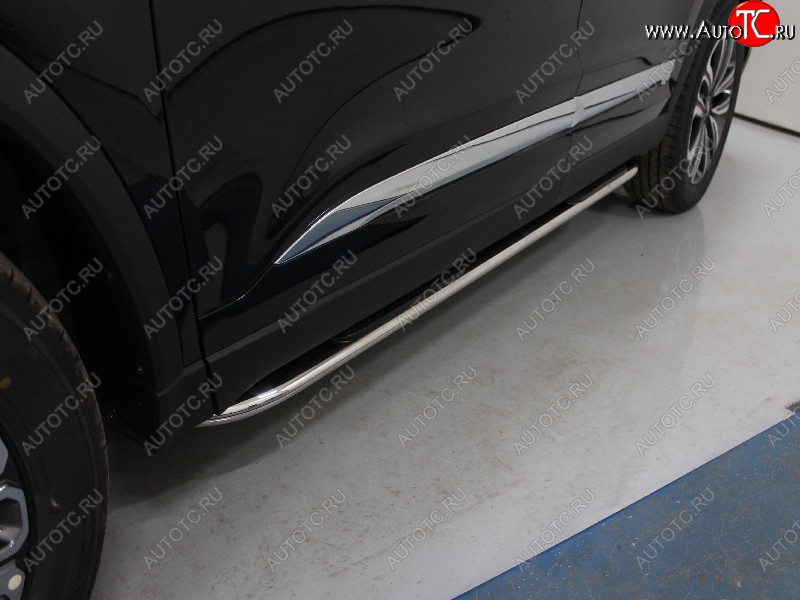 34 749 р. Пороги овальные гнутые с накладкой 75х42 мм ТСС Тюнинг Chery Tiggo 8 1 T18 рестайлинг (2019-2023) (серые)  с доставкой в г. Воронеж