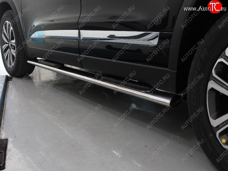 40 999 р. Пороги овальные с накладкой 120x60 мм ТСС Тюнинг Chery Tiggo 8 1 T18 рестайлинг (2019-2023) (серые)  с доставкой в г. Воронеж