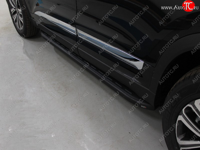 21 999 р. Пороги алюминиевые с пластиковой накладкой ТСС Тюнинг Chery Tiggo 8 1 T18 рестайлинг (2019-2023) (карбон черные)  с доставкой в г. Воронеж