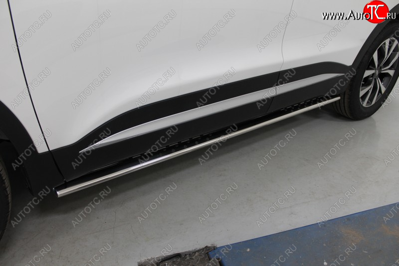 33 799 р. Пороги овальные с проступью 75х42 мм ТСС Тюнинг Chery Tiggo 7 PRO (2019-2025) (серые)  с доставкой в г. Воронеж