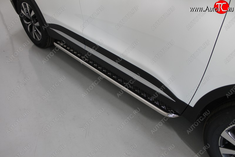 30 099 р. Пороги с площадкой 42,4 мм ТСС Тюнинг Chery Tiggo 7 PRO (2019-2025) (серые)  с доставкой в г. Воронеж