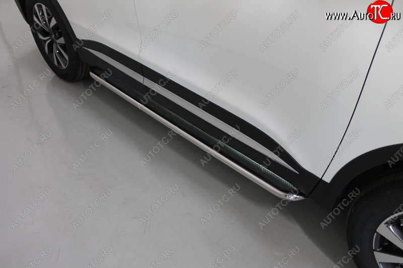 38 999 р. Пороги с площадкой 42,4 мм ТСС Тюнинг Chery Tiggo 7 PRO (2019-2025) (нержавейка)  с доставкой в г. Воронеж
