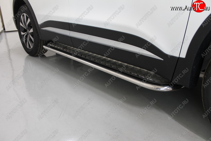 42 999 р. Пороги с площадкой 75*42 мм ТСС Тюнинг Chery Tiggo 7 PRO (2019-2025) (серые)  с доставкой в г. Воронеж