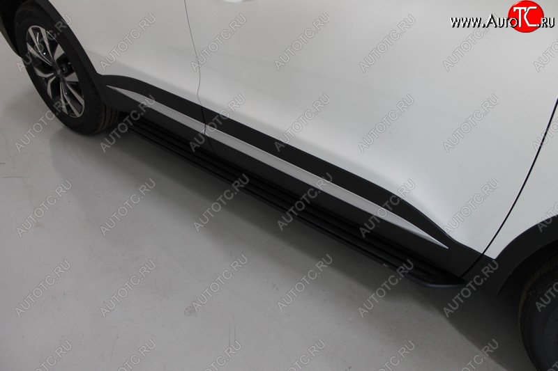 21 999 р. Пороги алюминиевые, ТСС Тюнинг  Chery Tiggo 7 PRO (2019-2025) (Slim Line Black)  с доставкой в г. Воронеж