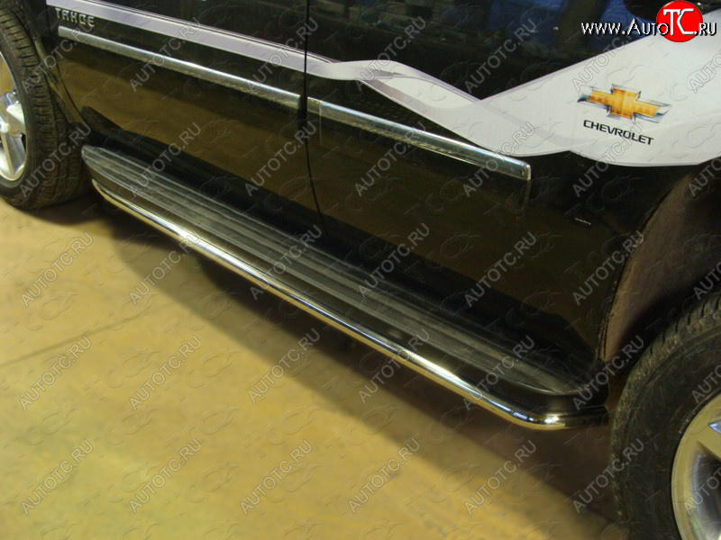27 449 р. Защита порогов алюминий 60,3 мм, ТСС Тюнинг Chevrolet Tahoe K2UC (2014-2021)  с доставкой в г. Воронеж