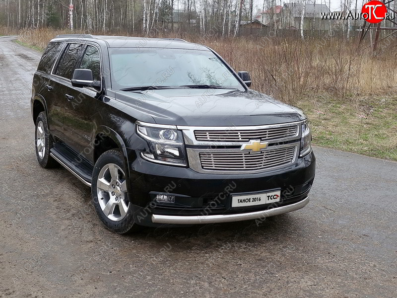 26 999 р. Защита переднего бампера нижняя овальная 75х42 мм ТСС Тюнинг Chevrolet Tahoe K2UC (2014-2021) (нержавейка)  с доставкой в г. Воронеж