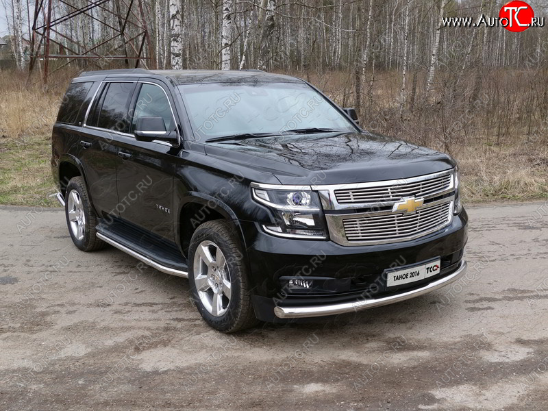 23 549 р. Защита переднего бампера нижняя d76,1 мм ТСС Тюнинг  Chevrolet Tahoe  K2UC (2014-2021) (нержавейка)  с доставкой в г. Воронеж