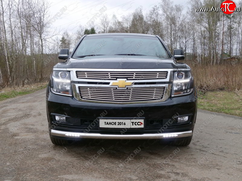 39 749 р. Защита переднего бампера нижняя с ДХО 76,1 мм ТСС Тюнинг Chevrolet Tahoe K2UC (2014-2021) (нержавейка)  с доставкой в г. Воронеж
