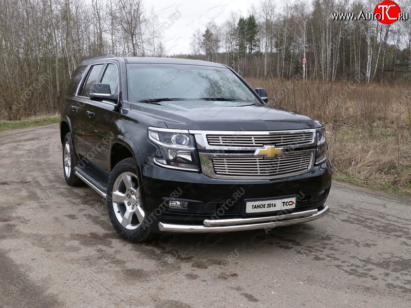 34 999 р. Защита передняя нижняя двойная 76,1*50,8 мм Тюнинг Chevrolet Tahoe K2UC (2014-2021) (нержавейка)  с доставкой в г. Воронеж