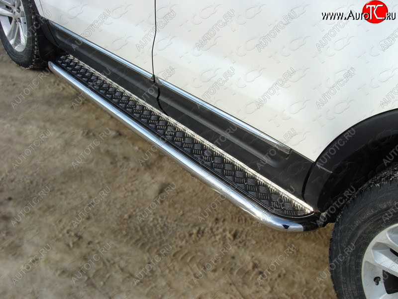 36 999 р. Пороги с площадкой 60,3 мм ТСС Тюнинг Ford Explorer U502 дорестайлинг (2010-2016) (серые)  с доставкой в г. Воронеж