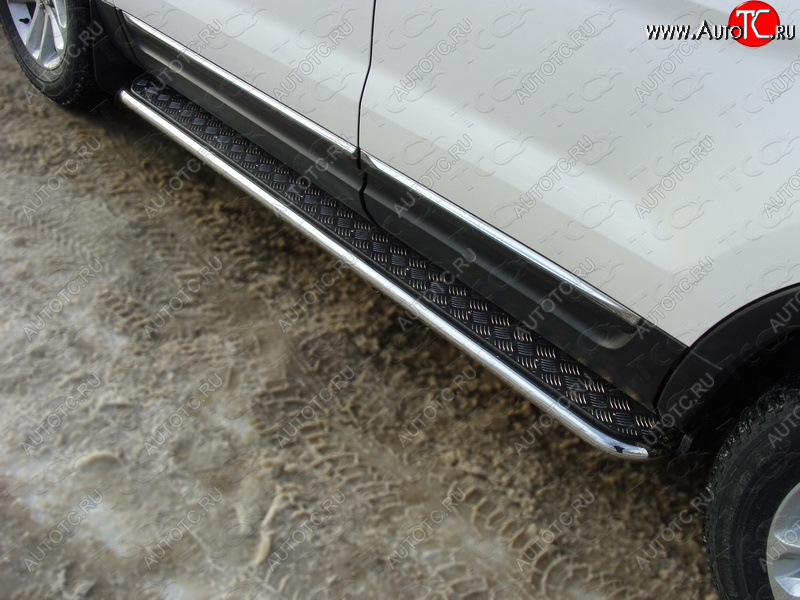 31 999 р. Пороги с площадкой 42,4 мм ТСС Тюнинг Ford Explorer U502 дорестайлинг (2010-2016) (серые)  с доставкой в г. Воронеж