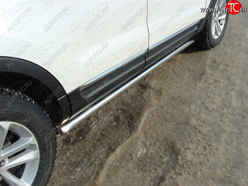 23 549 р. Защита порогов труба d60,3 мм ТСС Тюнинг Ford Explorer U502 дорестайлинг (2010-2016) (серые)  с доставкой в г. Воронеж
