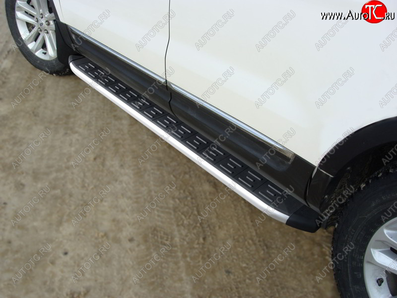 20 599 р. Пороги алюминиевые с пластиковой накладкой ТСС Тюнинг Ford Explorer U502 дорестайлинг (2010-2016) (серые)  с доставкой в г. Воронеж