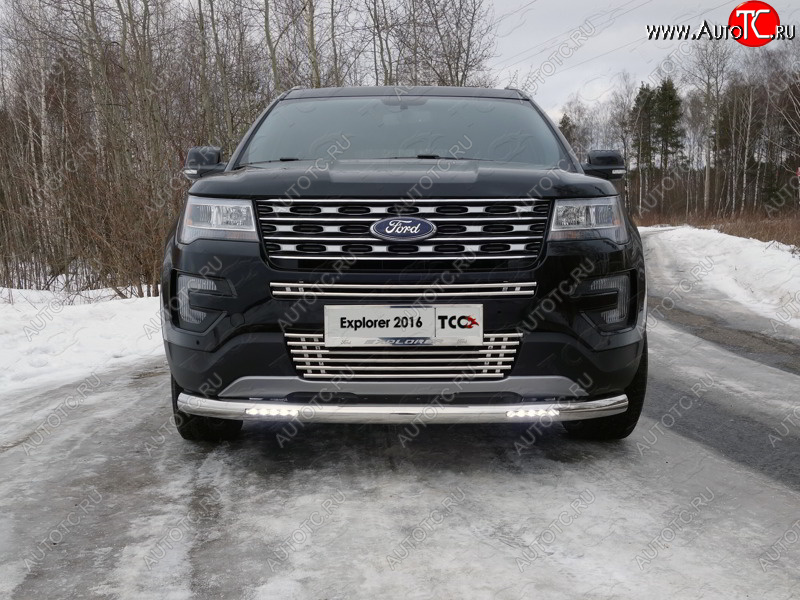 11 749 р. Нижняя декоративная вставка в бампер ТСС Тюнинг Ford Explorer U502 1-ый рестайлинг, 5 дв. (2015-2018) (d 16 мм )  с доставкой в г. Воронеж