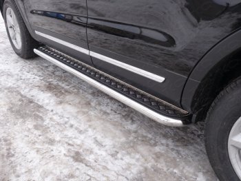 Пороги с площадкой 60,3 мм ТСС Тюнинг Ford Explorer U502 2-ой рестайлинг, 5 дв. (2017-2019) (серые)