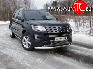 20 599 р. Защита переднего бампера нижняя 76,1 мм ТСС Тюнинг Ford Explorer U502 1-ый рестайлинг, 5 дв. (2015-2018) (нержавейка)  с доставкой в г. Воронеж