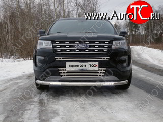39 749 р. Защита переднего бампера нижняя с ДХО 76,1 мм ТСС Тюнинг Ford Explorer U502 1-ый рестайлинг, 5 дв. (2015-2018) (нержавейка)  с доставкой в г. Воронеж