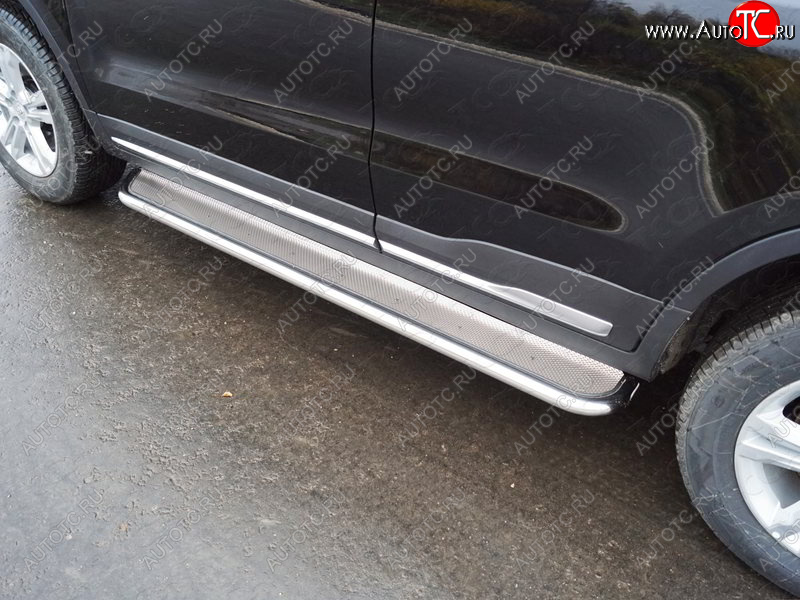 40 999 р. Пороги с площадкой (нержавейка, 42,4 мм) ТСС Тюнинг  Geely Atlas  NL3 - Atlas Pro  NL3 (лист нержавейка)  с доставкой в г. Воронеж