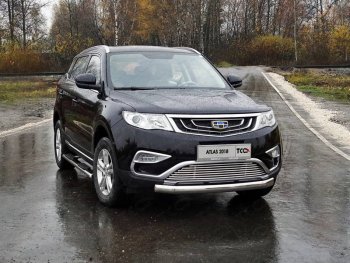 Защита переднего бампера нижняя овальная 75х42 мм ТСС Тюнинг Geely Atlas NL3 (2016-2022) ()