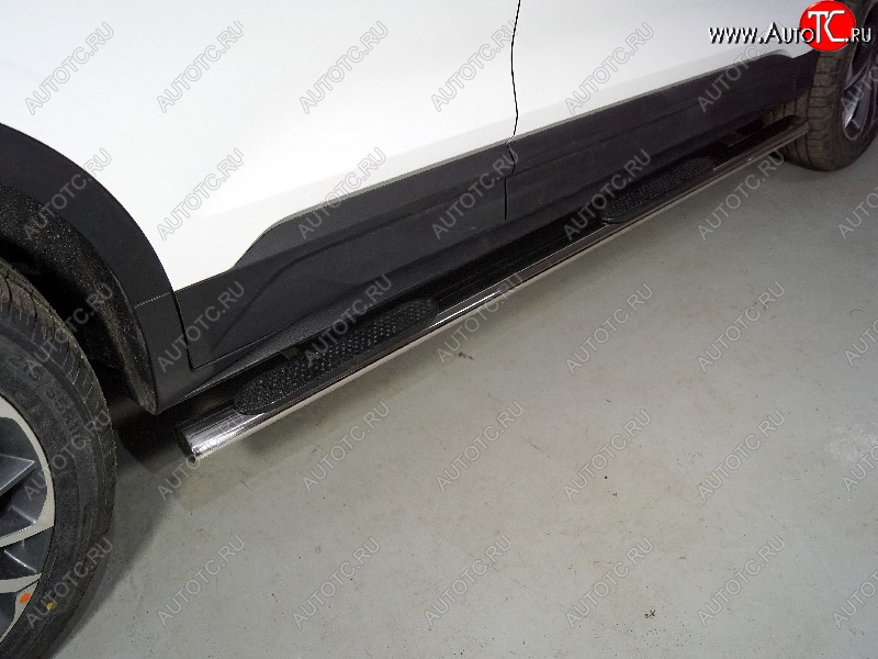 31 399 р. Пороги овальные с накладкой 75*42 мм ТСС Тюнинг  Geely Coolray  SX11 (2018-2023) дорестайлинг (серые)  с доставкой в г. Воронеж