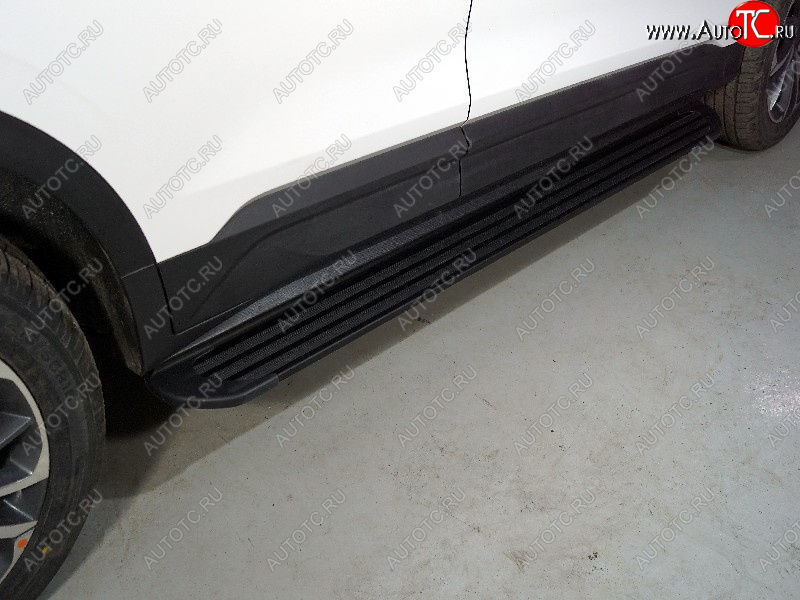 21 999 р. Пороги алюминиевые Slim Line ТСС Тюнинг  Geely Coolray  SX11 (2018-2023) дорестайлинг (Black)  с доставкой в г. Воронеж