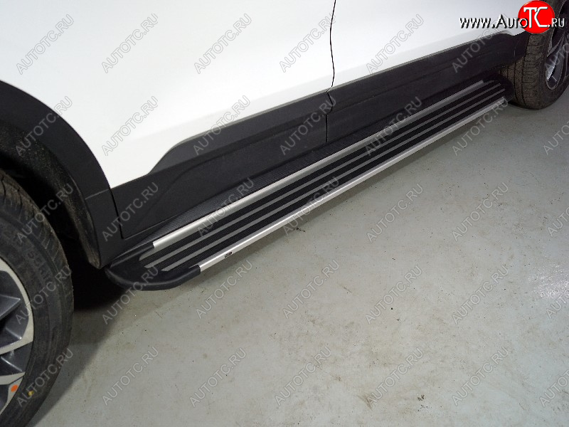 20 599 р. Пороги алюминиевые Slim Line ТСС Тюнинг Geely Coolray SX11 дорестайлинг (2018-2023) (Silver)  с доставкой в г. Воронеж