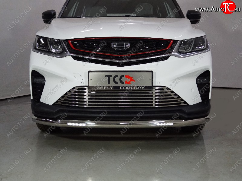 32 999 р. Защита переднего бампера нижняя с ДХО 60,3 мм ТСС Тюнинг  Geely Coolray  SX11 (2018-2023) дорестайлинг (нержавейка)  с доставкой в г. Воронеж