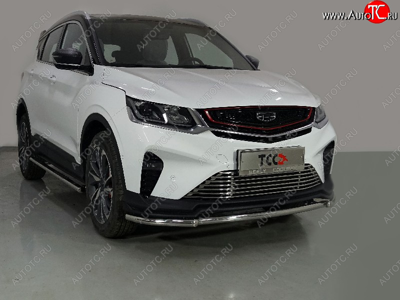 17 099 р. Защита переднего бампера нижняя 42,4 мм ТСС Тюнинг  Geely Coolray  SX11 (2018-2023) дорестайлинг (нержавейка)  с доставкой в г. Воронеж