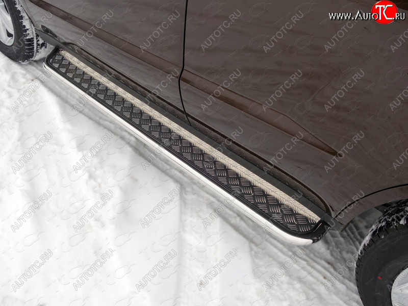 27 849 р. Пороги с площадкой 42,4 мм ТСС Тюнинг Geely Emgrand X7 дорестайлинг (2011-2015) (серые)  с доставкой в г. Воронеж