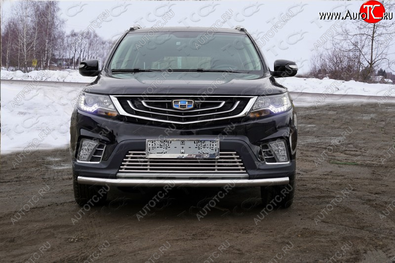 8 799 р. Нижняя декоративная вставка в бампер ТСС Тюнинг Geely Emgrand X7 2-ой рестайлинг (2019-2021) (d 12 мм)  с доставкой в г. Воронеж