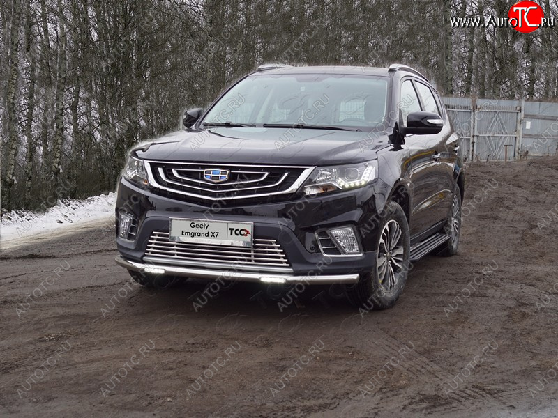 27 999 р. Защита переднего бампера нижняя с ДХО 60,3 мм ТСС Тюнинг  Geely Emgrand X7 (2019-2021) 2-ой рестайлинг (нержавейка)  с доставкой в г. Воронеж