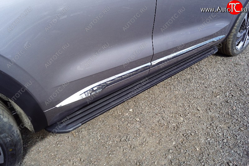 21 999 р. Пороги алюминиевые Slim Line ТСС Тюнинг  Geely Monjaro (2022-2025) (Black)  с доставкой в г. Воронеж