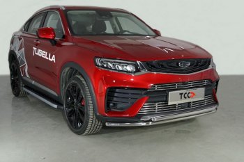 Защита переднего бампера нижняя двойная 42,4*42,4 мм ТСС Тюнинг Geely Tugella FY11,HPBA4 дорестайлинг (2019-2023) ()