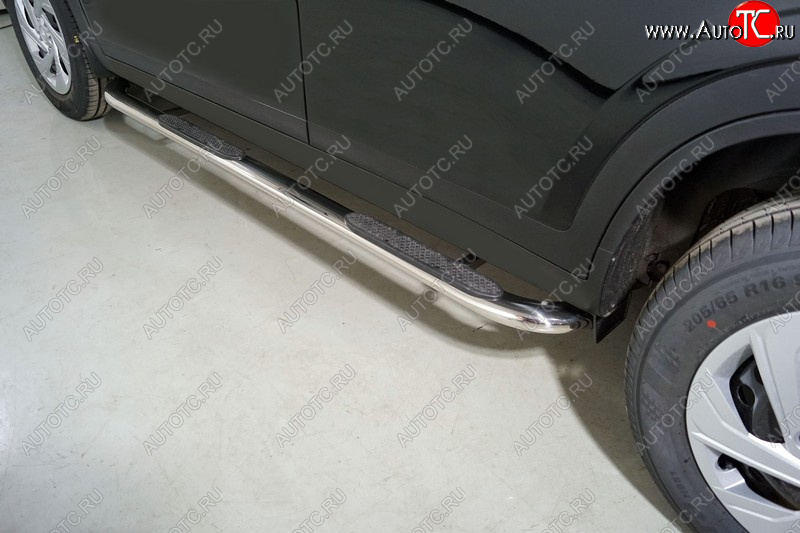 34 749 р. Пороги овальные гнутые с накладкой 75х42 мм ТСС Тюнинг Haval Dargo (2022-2025) (серые)  с доставкой в г. Воронеж