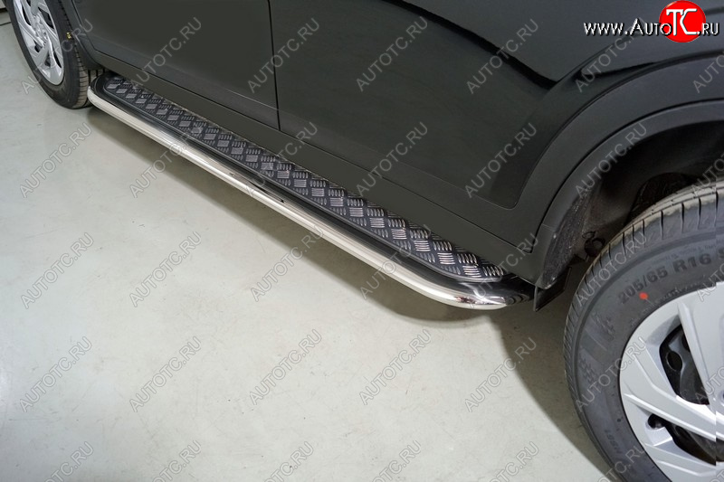 38 649 р. Пороги с площадкой 75х42 мм ТСС Тюнинг Haval Dargo (2022-2025) (серые)  с доставкой в г. Воронеж