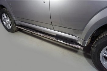 Пороги овальные с накладкой 75*42 мм ТСС Тюнинг Haval H5 рестайлинг (2020-2023) (серые)