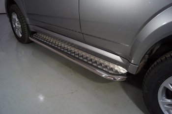 Пороги с площадкой 75х42 мм ТСС Тюнинг Haval H5 рестайлинг (2020-2023) (серые)