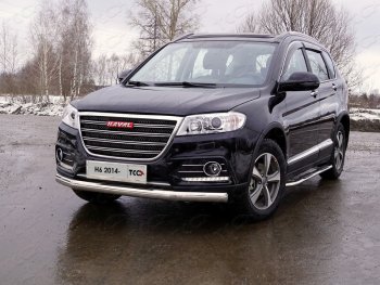 Защита переднего бампера нижняя овальная 75х42 мм ТСС Тюнинг Haval H6 (2013-2020) (нержавейка)