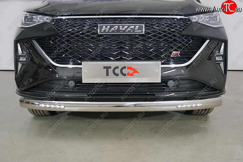 29 649 р. Защита передняя нижняя овальная с ДХО 75х42 мм ТСС Тюнинг Haval F7x рестайлинг (2022-2024) (нержавейка)  с доставкой в г. Воронеж