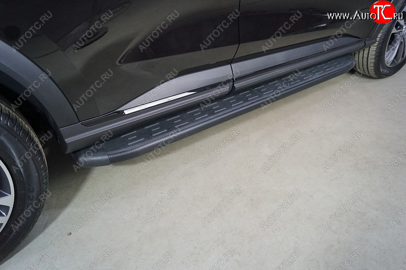 21 999 р. Пороги алюминиевые с пластиковой накладкой ТСС Тюнинг  Haval F7x (2022-2024) рестайлинг (карбон черные)  с доставкой в г. Воронеж