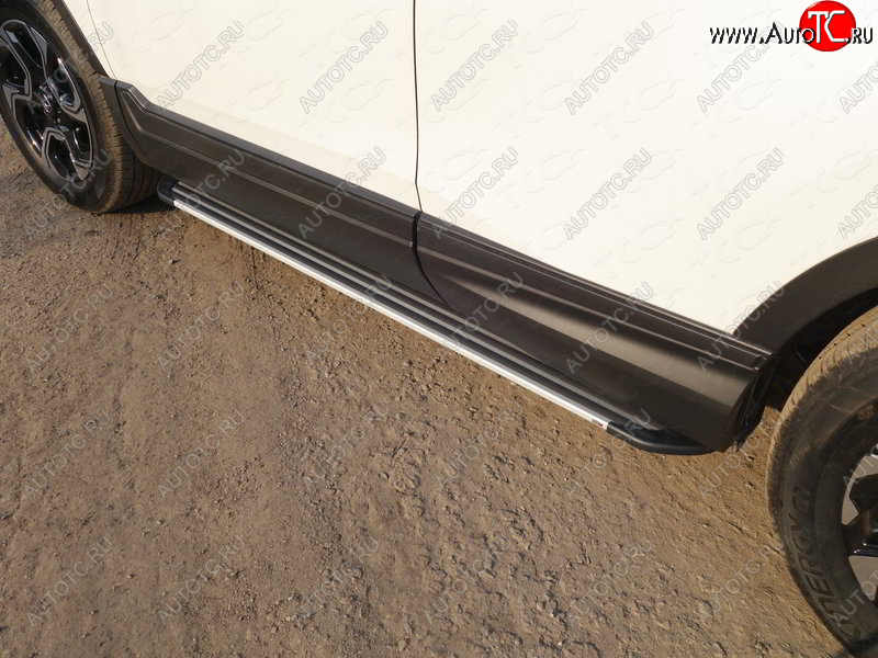 20 599 р. Пороги алюминиевые Slim Line ТСС Тюнинг Honda CR-V RW,RT дорестайлинг (2016-2020) (Silver)  с доставкой в г. Воронеж