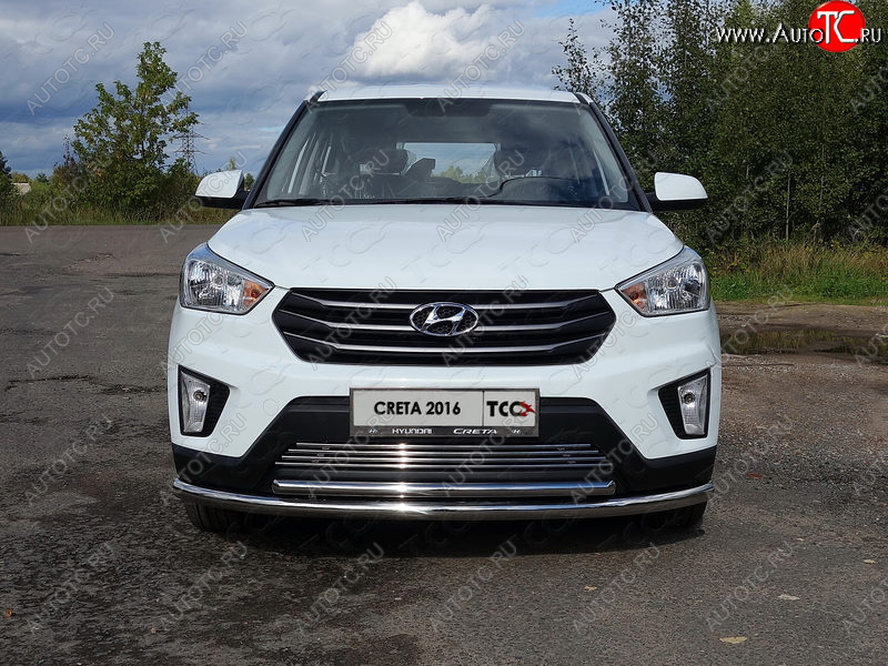 4 999 р. Декоративная вставка в бампер ТСС Тюнинг Hyundai Creta GS дорестайлинг (2015-2019) (d 12 мм)  с доставкой в г. Воронеж