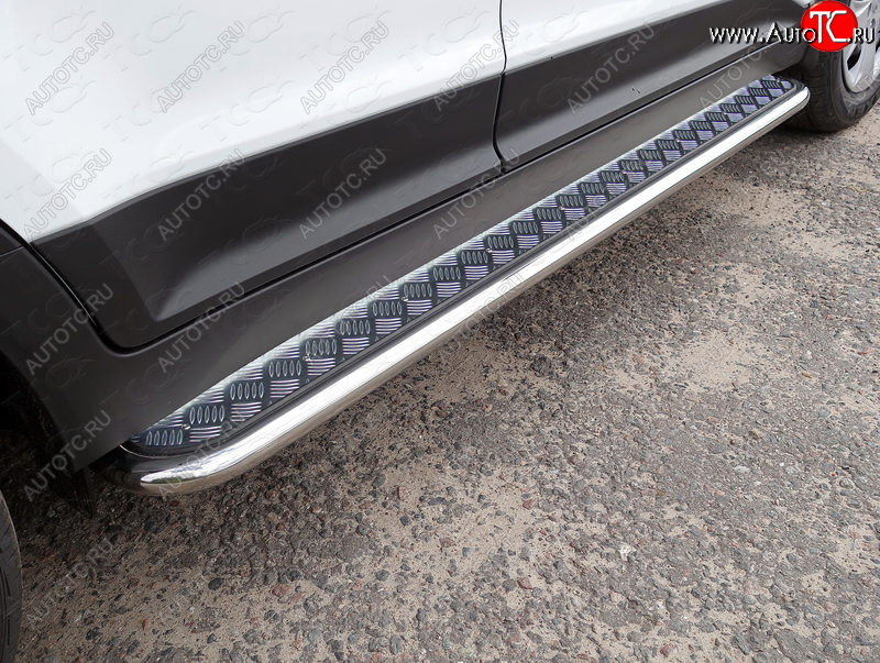 27 849 р. Пороги с площадкой 42,4 мм ТСС Тюнинг Hyundai Creta GS дорестайлинг (2015-2019) (серые)  с доставкой в г. Воронеж