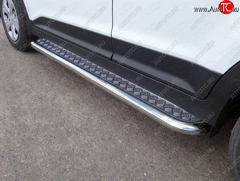 31 999 р. Пороги с площадкой 60,3 мм ТСС Тюнинг Hyundai Creta GS дорестайлинг (2015-2019) (серые)  с доставкой в г. Воронеж