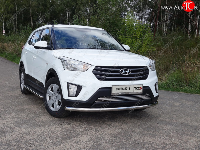 17 649 р. Защита переднего бампера нижняя d60,3 мм ТСС Тюнинг Hyundai Creta GS дорестайлинг (2015-2019) (нержавейка)  с доставкой в г. Воронеж